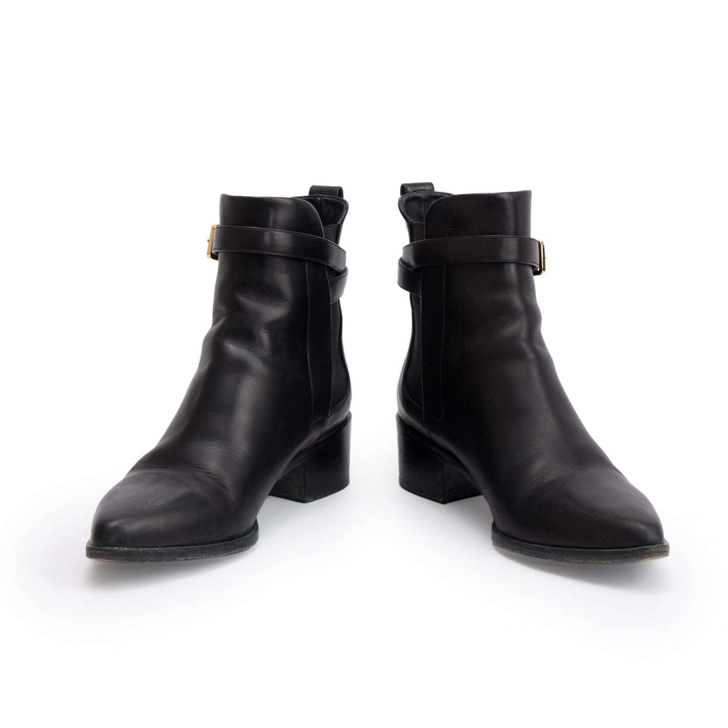Burberry Black Leather Whittingham Ankle Boots, Size 37.5