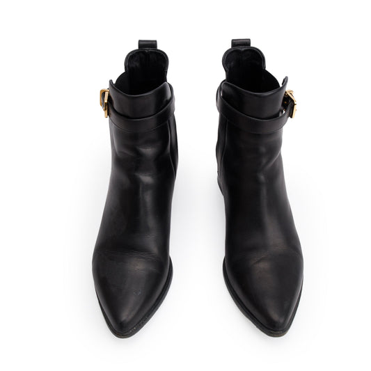 Burberry Black Leather Whittingham Ankle Boots, Size 37.5