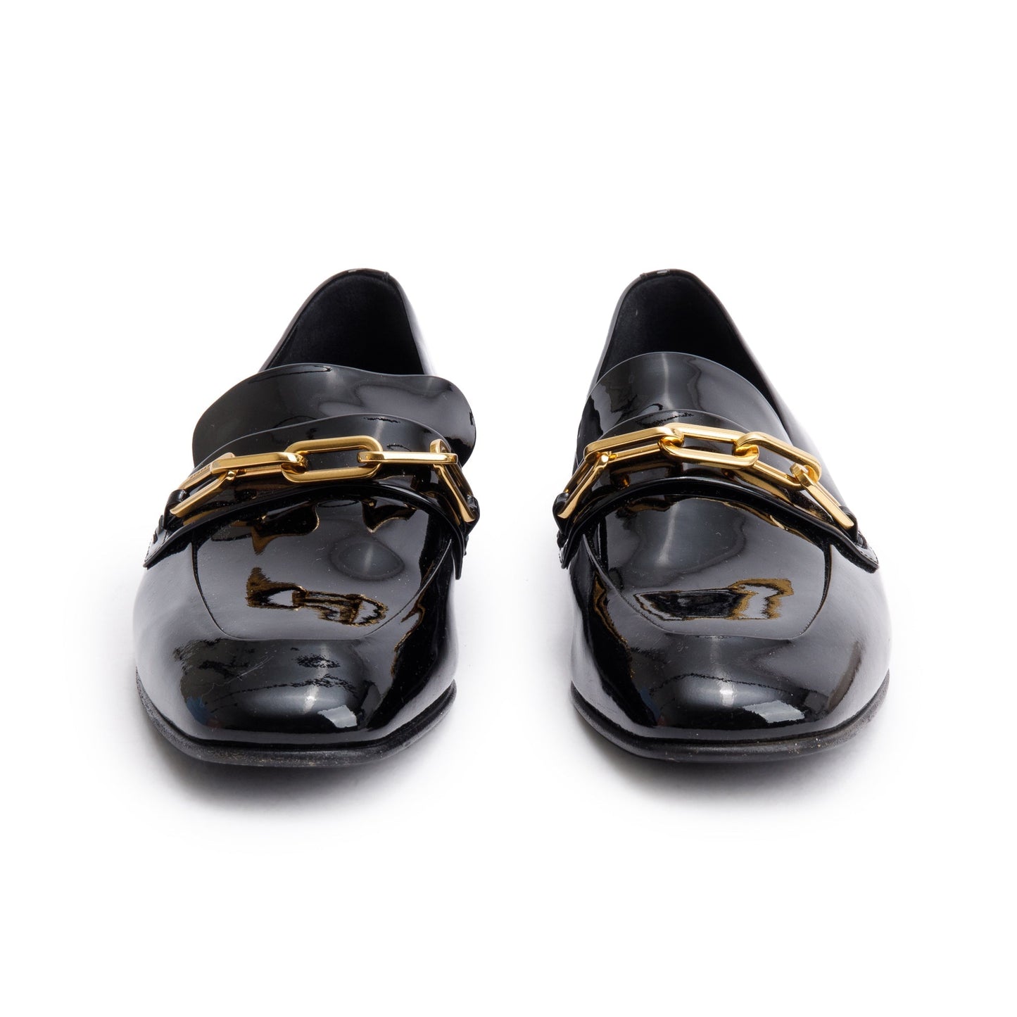 Burberry Black Patent Leather Chillcot Loafers, Size 38.5