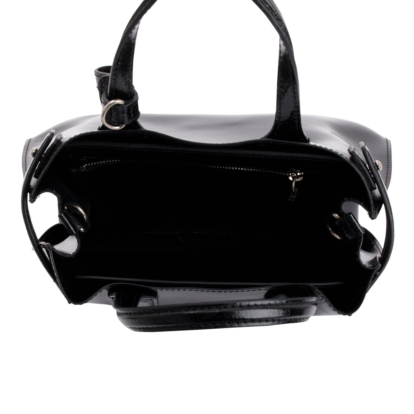 Burberry Black Shiny Soft Calfskin Leather Small Banner Tote