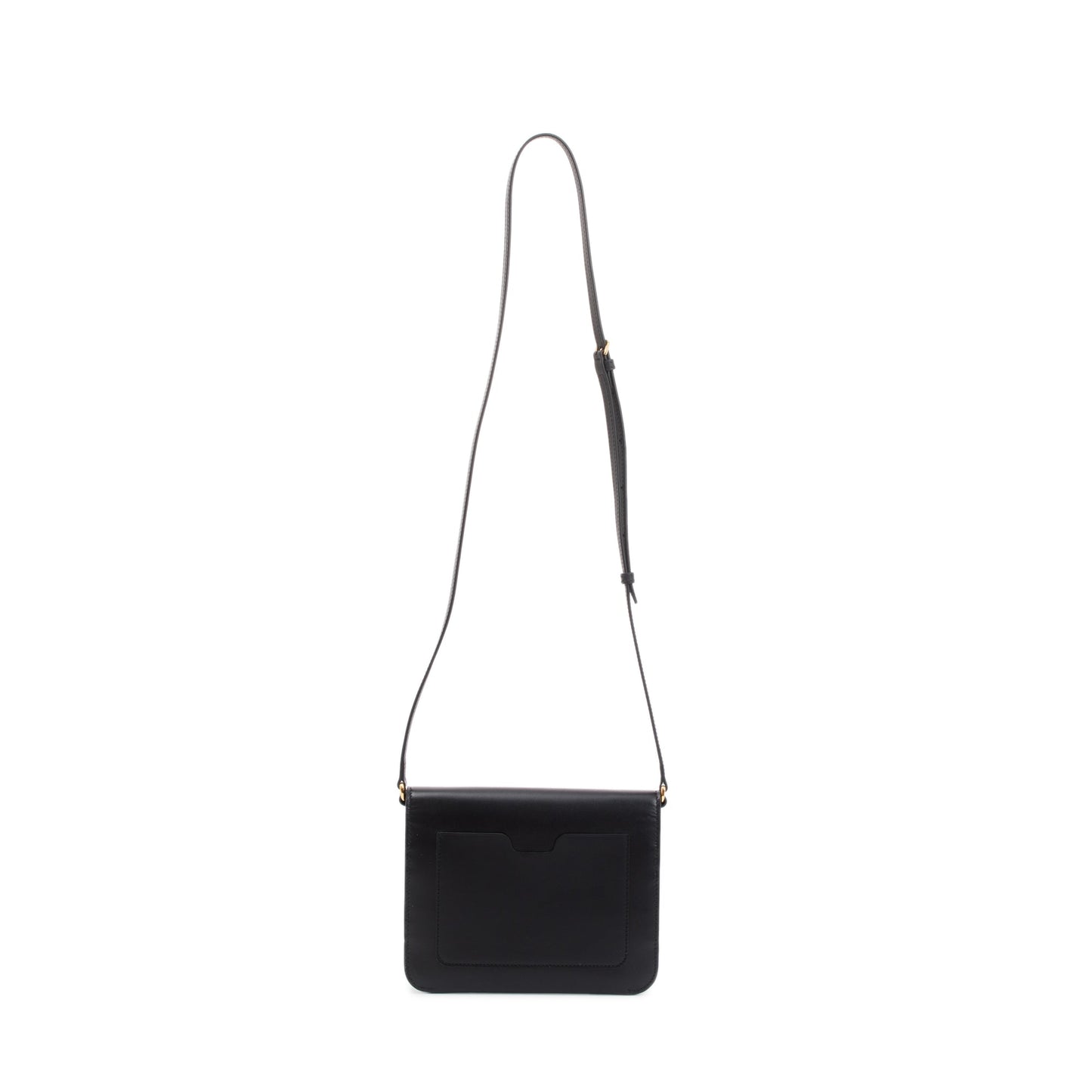 Burberry Black Smooth Calfskin Leather TB Shoulder Bag