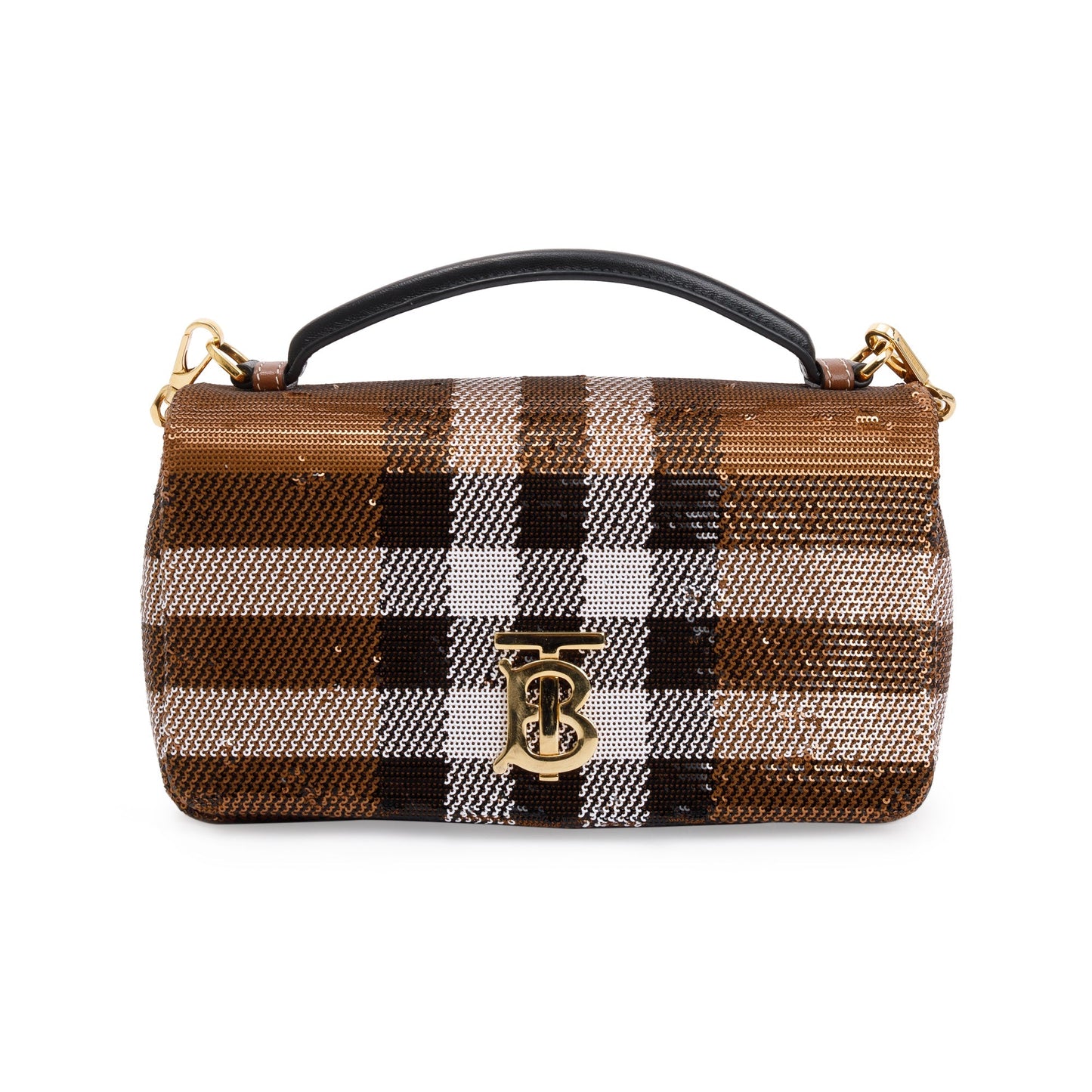 Burberry Brown Sequin Check Small Lola TB Shoulder Bag
