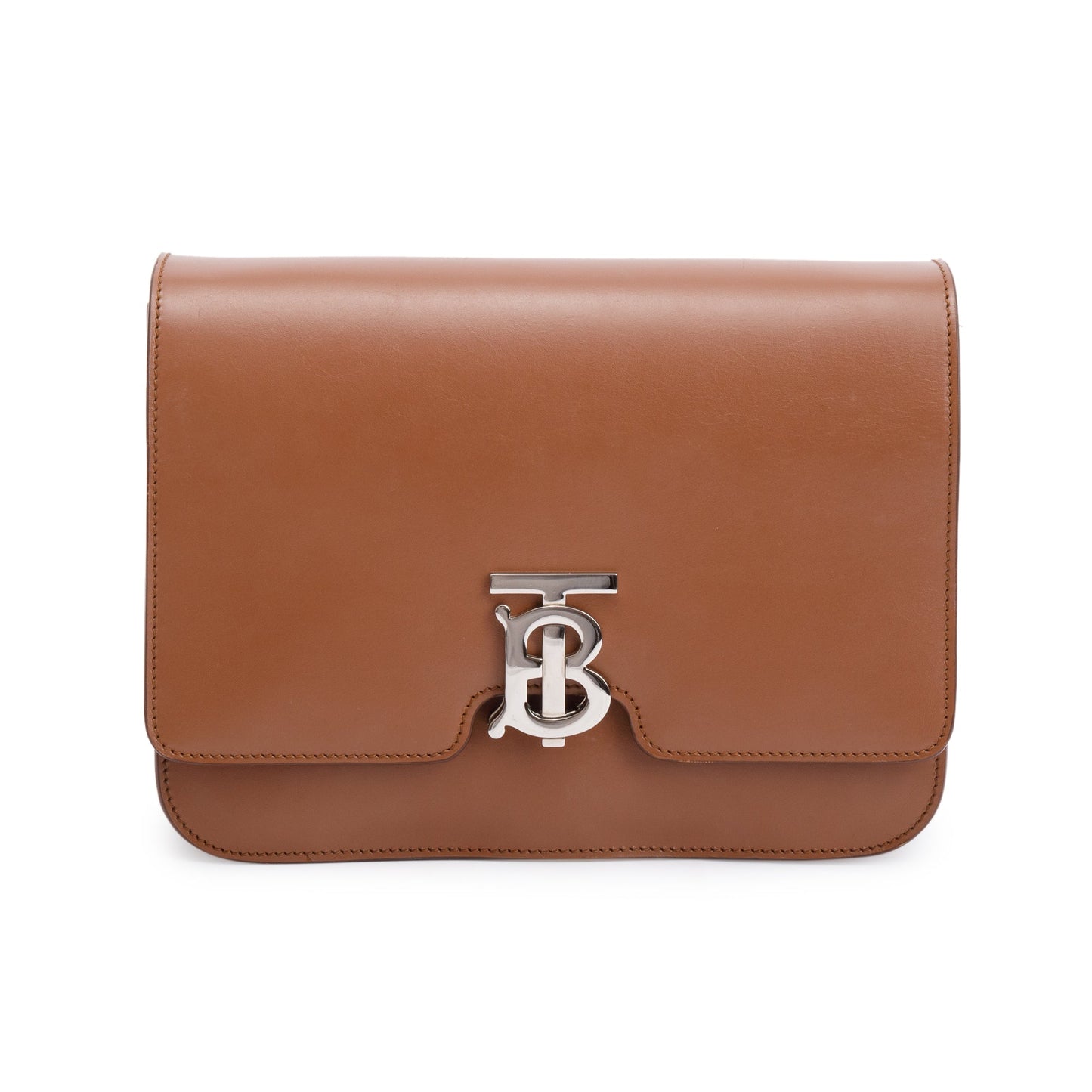 Burberry Brown Smooth Calfskin Leather Medium TB Shoulder Bag