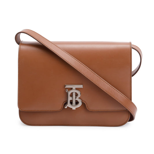 Burberry Brown Smooth Calfskin Leather Medium TB Shoulder Bag