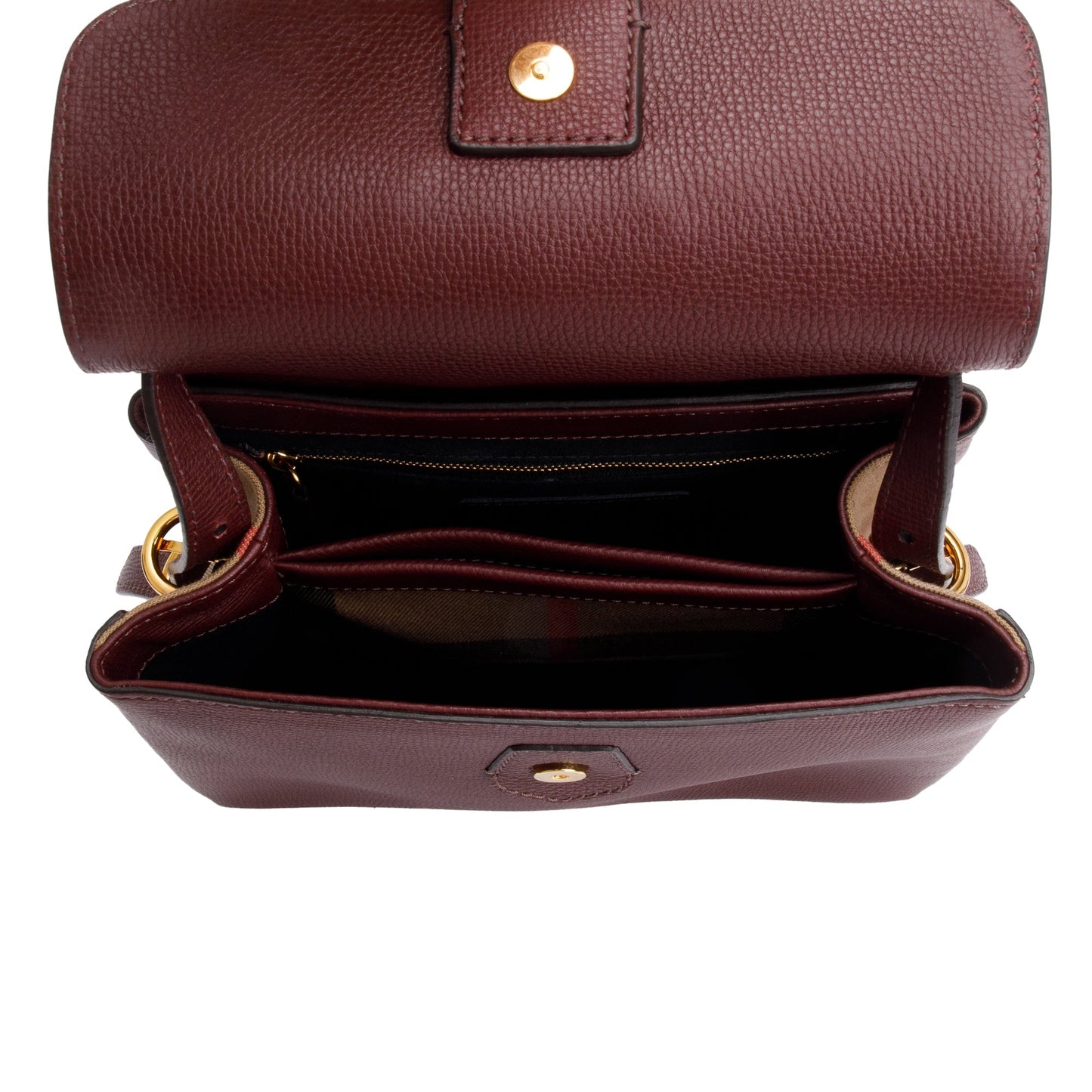 Burberry Burgundy Calfskin Small Camberley Bag