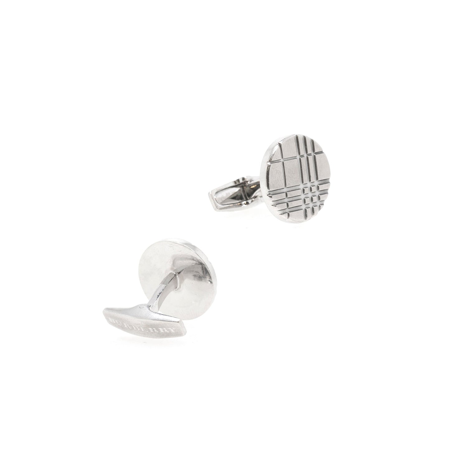 Burberry Check-Engraved Round Cufflinks