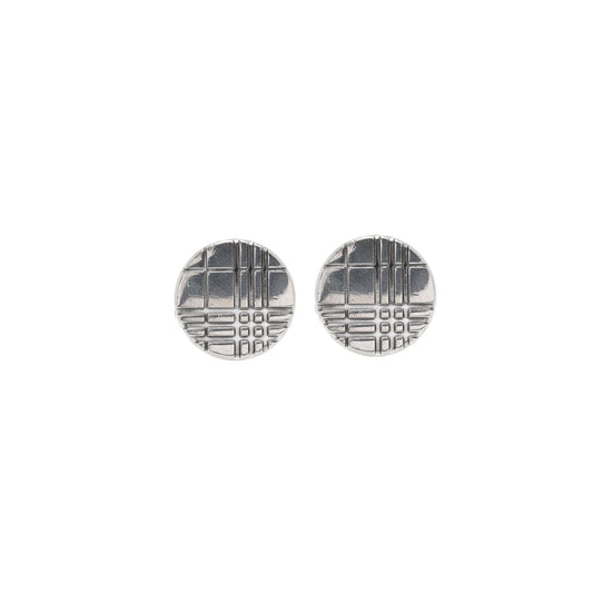 Burberry Check-Engraved Round Cufflinks