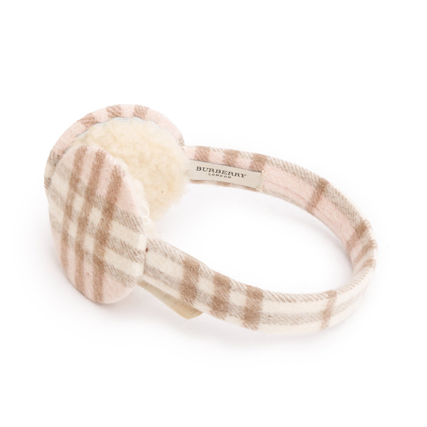 Burberry Creme/Pink Cashmere Nova Check Earmuffs