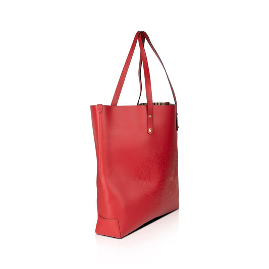 Burberry Embossed Crest Leather Large Tote