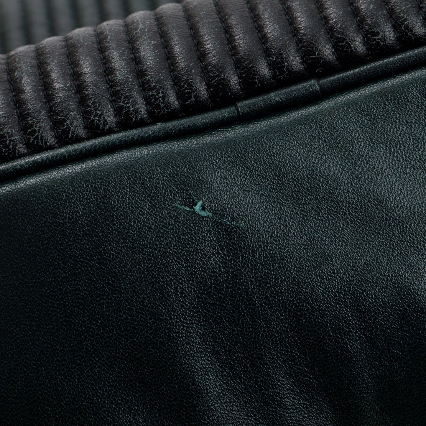 Burberry Green Pleated Stitched Leather Rosaville Bowling Bag