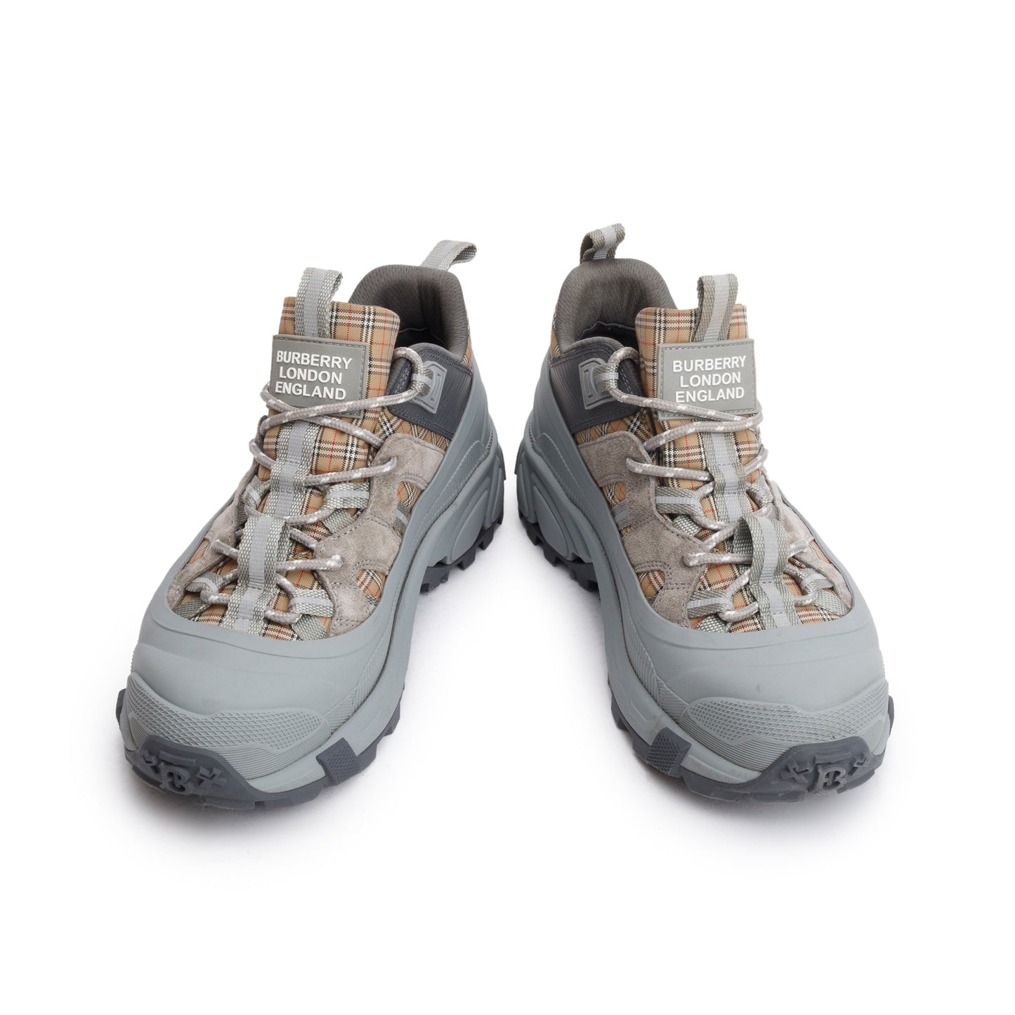 Burberry Grey Rubber House Check Canvas Arthur Sneakers, Size 39