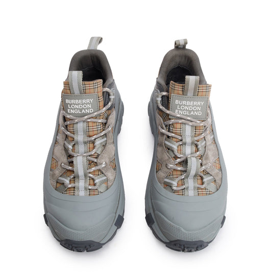 Burberry Grey Rubber House Check Canvas Arthur Sneakers, Size 39