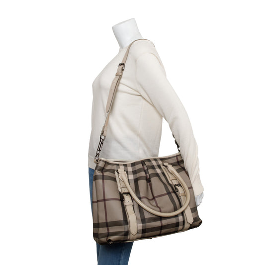 Burberry Grey Smoke Checked Medium Northfield Tote