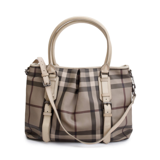 Burberry Grey Smoke Checked Medium Northfield Tote