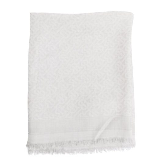 Burberry Grey TB Print Silk Wool Scarf