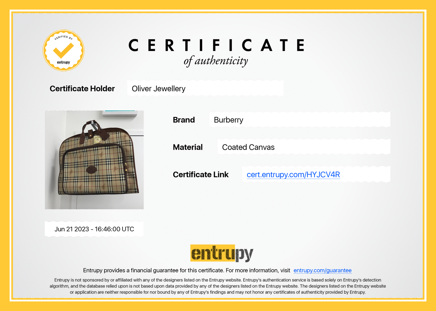 Burberry Haymarket Check Garment Bag