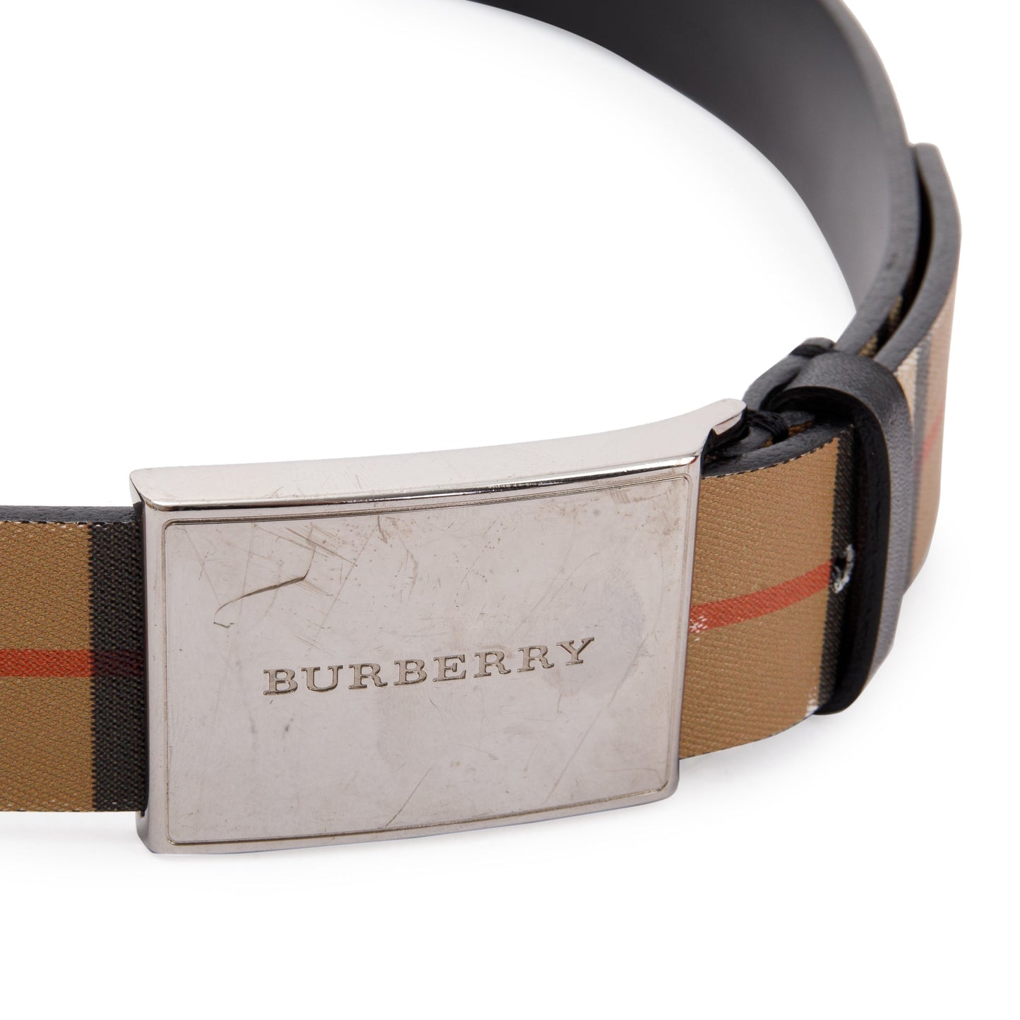 Burberry Haymarket Check and Leather Belt