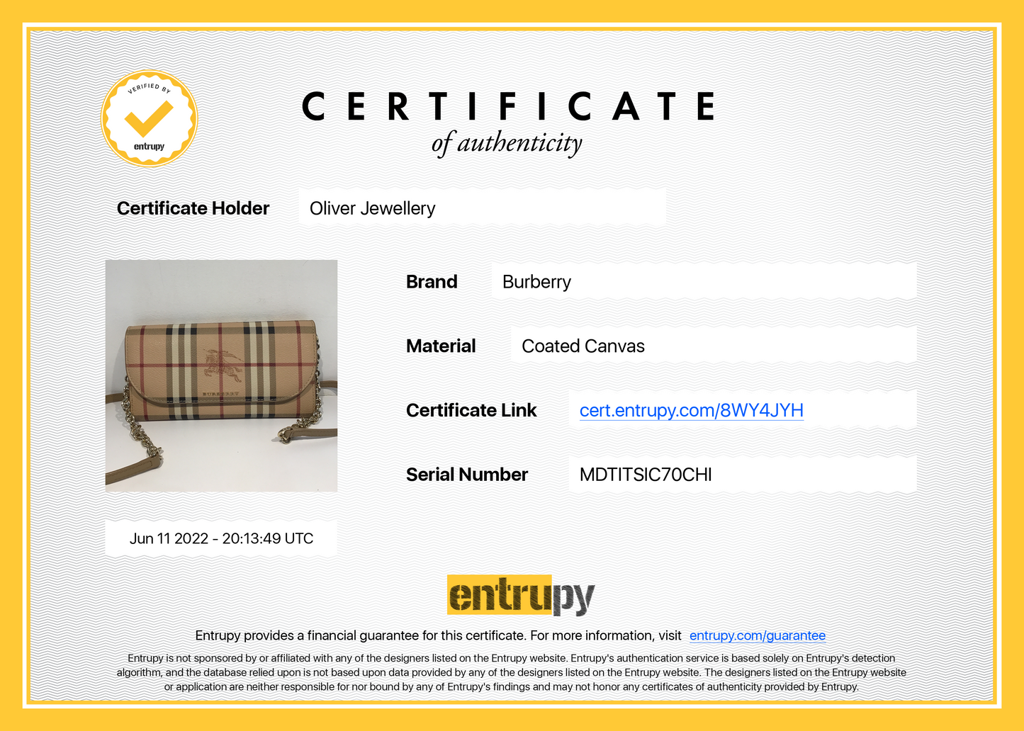 Burberry Haymarket Henley Wallet on Chain