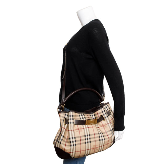 Burberry House Check Canvas Medium Willenmore Hobo Bag