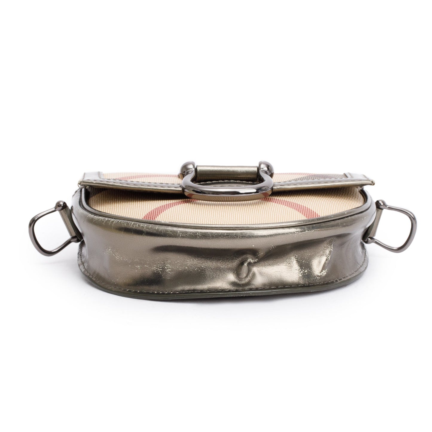 Burberry House Check Metallic Leather Trimmed Mini Crossbody Bag