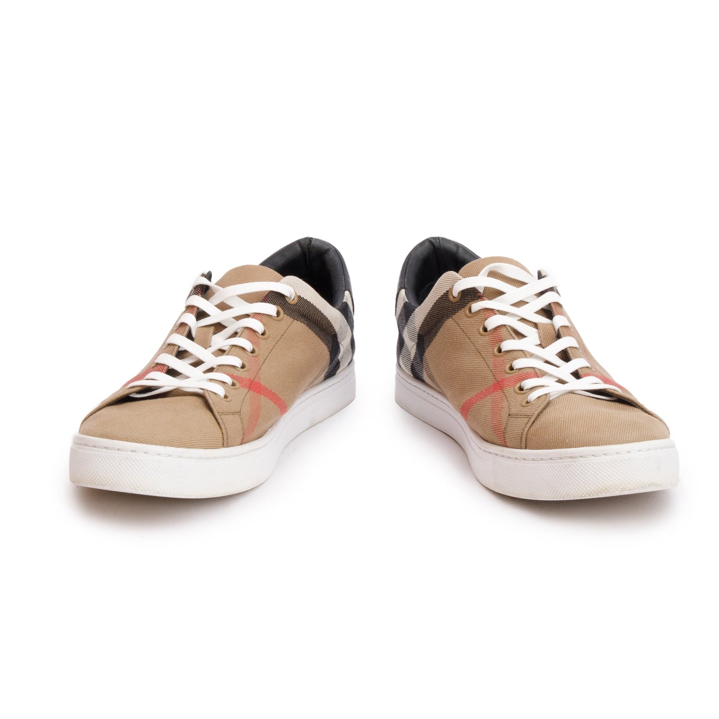 Burberry House Check and Leather Sneakers, Size 44
