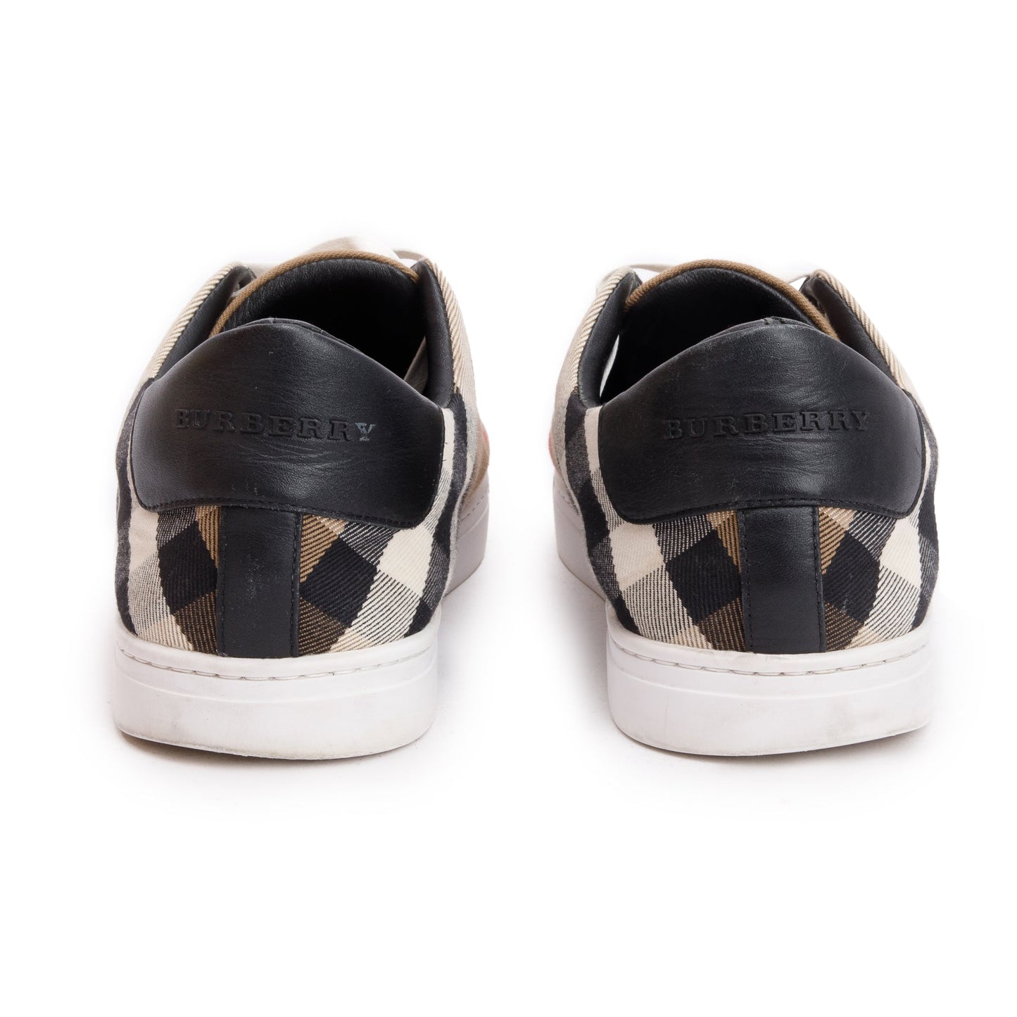 Burberry House Check and Leather Sneakers, Size 44