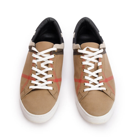 Burberry House Check and Leather Sneakers, Size 44