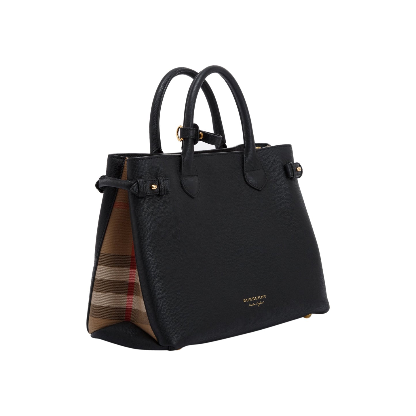 Burberry Leather & House Check Medium Banner Tote