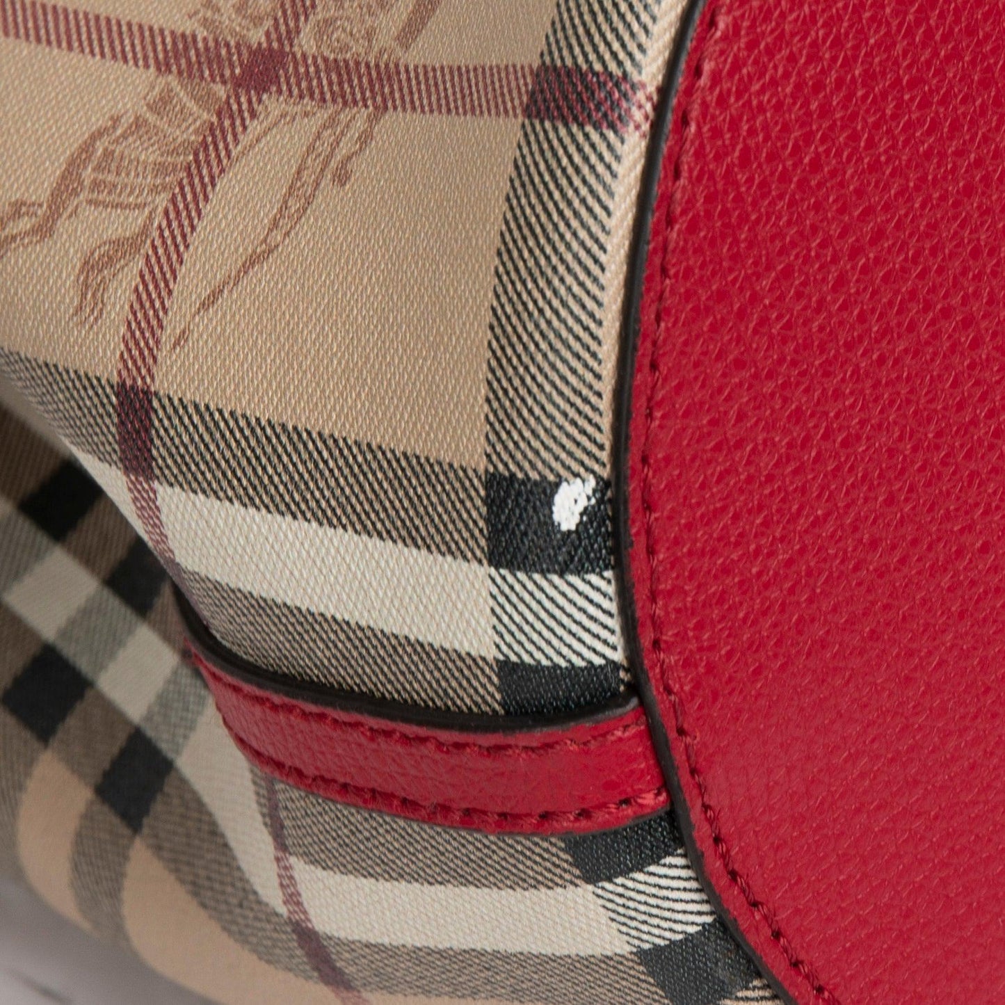 Burberry Leather-Trimmed Haymarket Check Bucket Bag