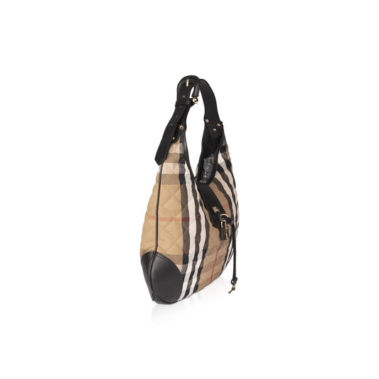 Burberry Leather-Trimmed House Check Hobo