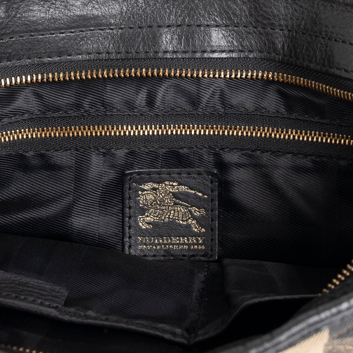 Burberry Leather-Trimmed House Check Shoulder Bag