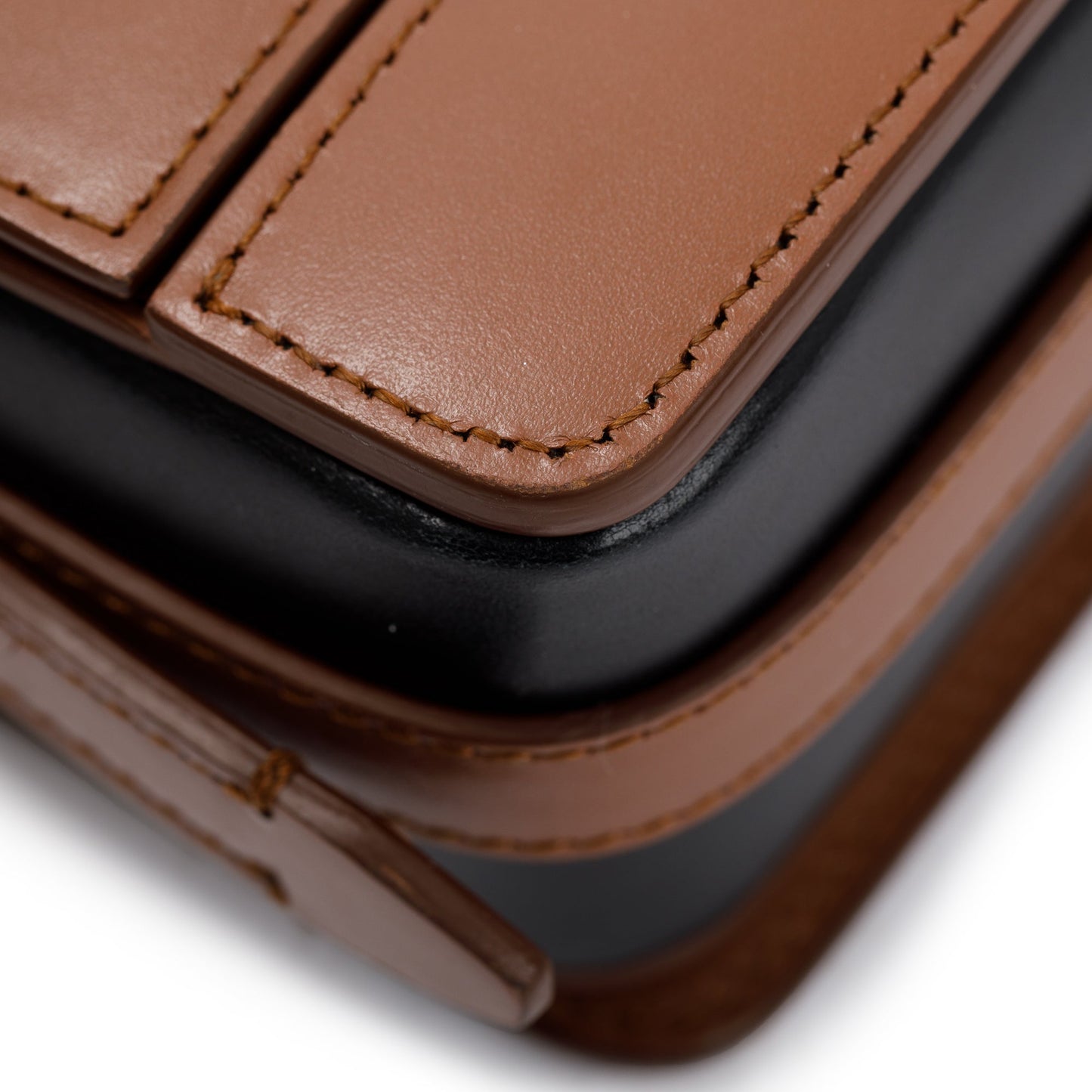 Burberry Malt Brown & Black Calfskin Leather Small Grace Bag