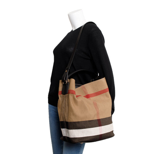 Burberry Mega Check Medium Ashby Hobo Bag