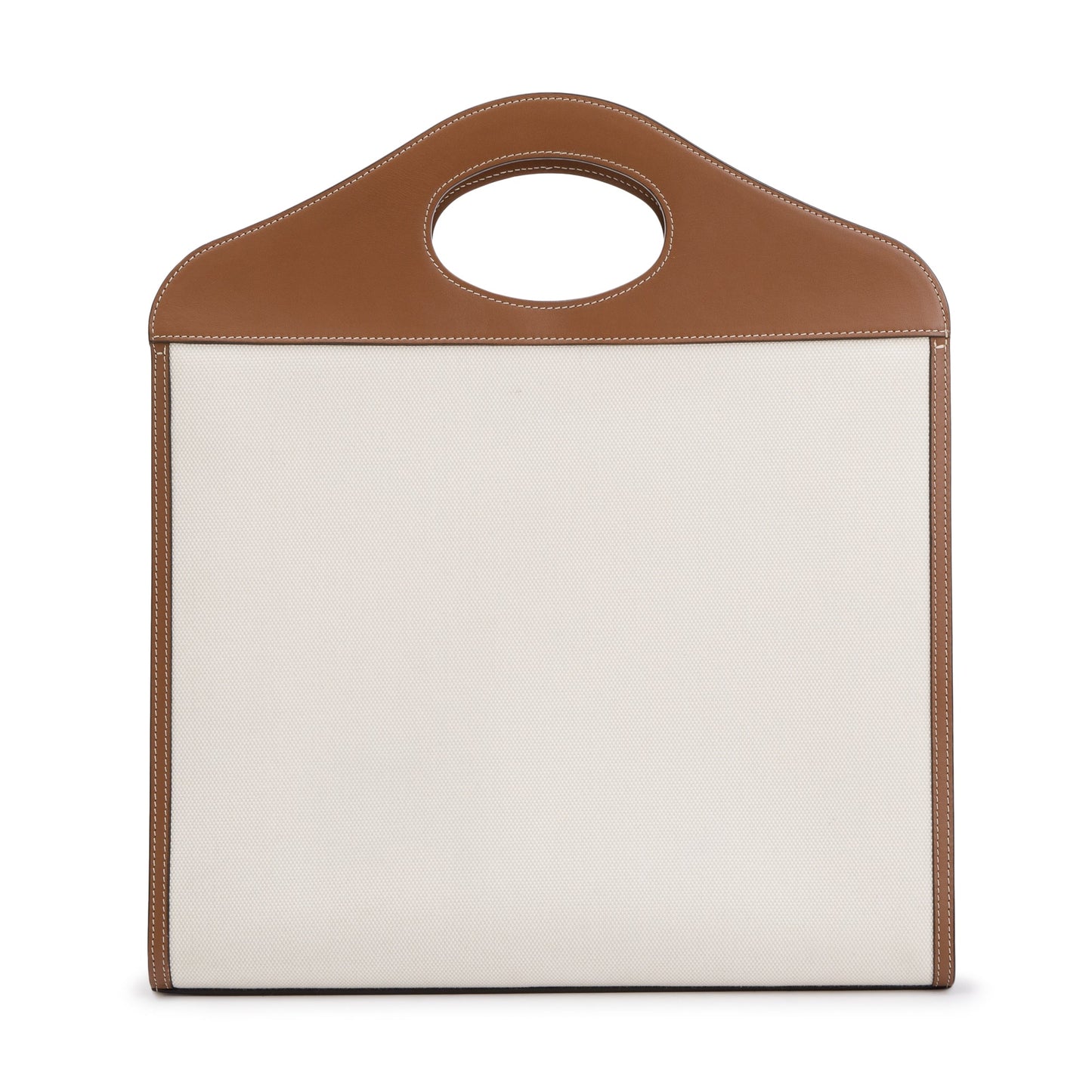 Burberry Neutral Canvas and Brown Leather Medium Pocket Bag