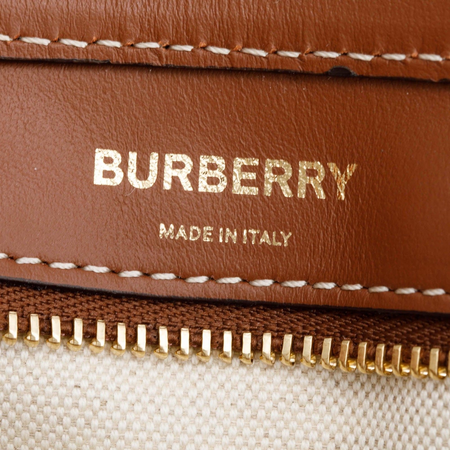 Burberry Neutral Canvas and Brown Leather Mini Pocket Bag