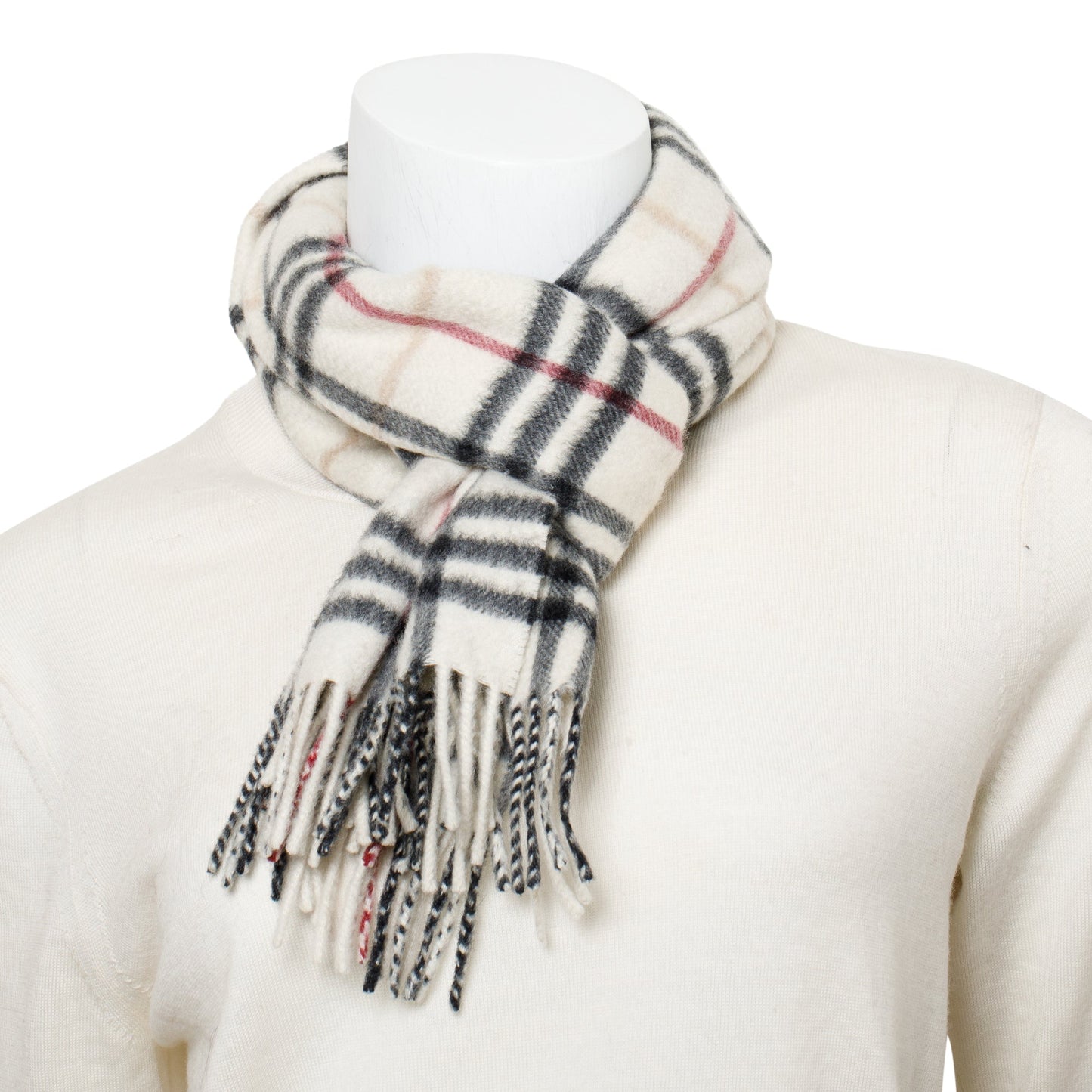 Burberry Neutral Multicolor House Check Cashmere Scarf