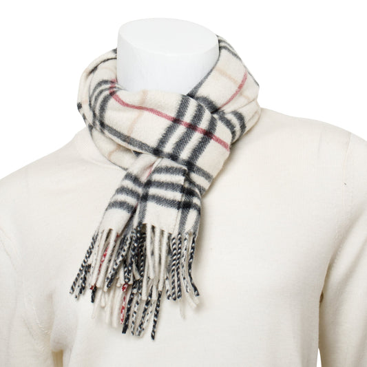 Burberry Neutral Multicolor House Check Cashmere Scarf