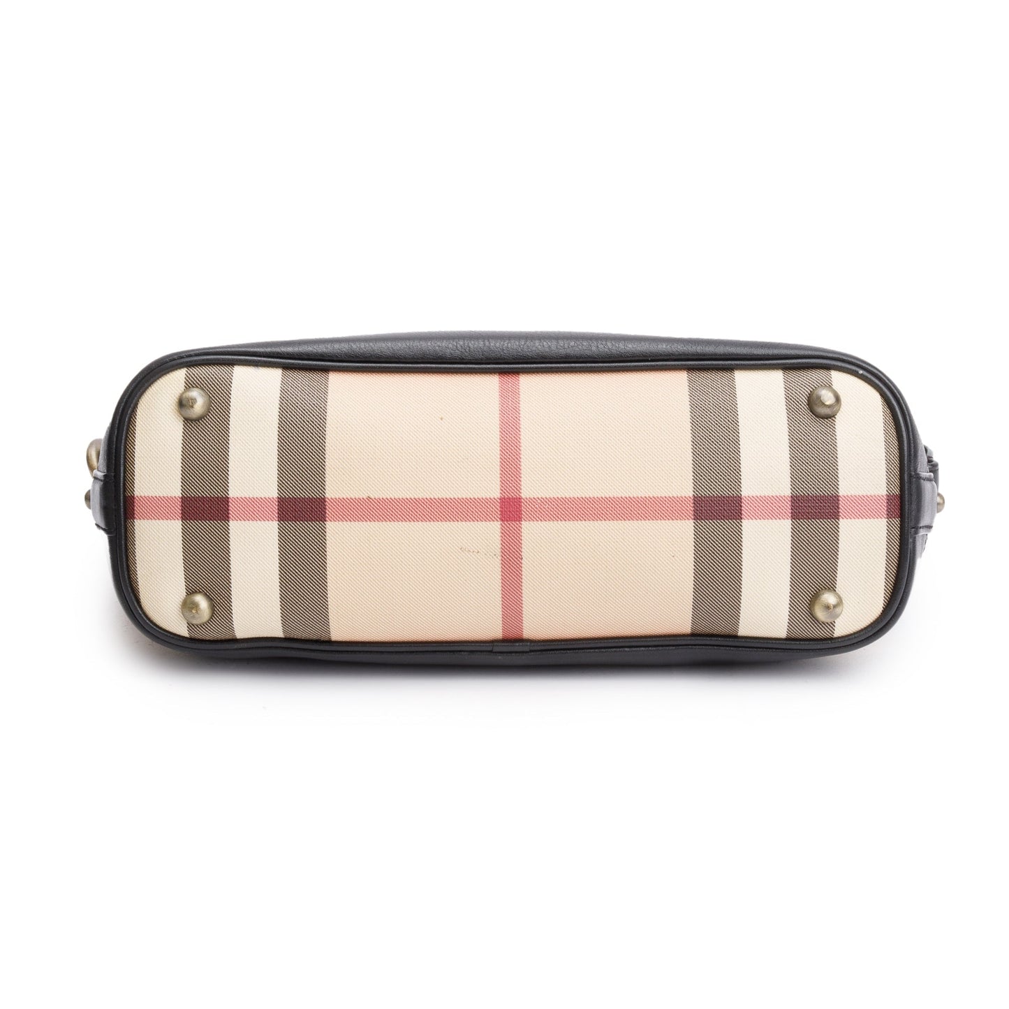 Burberry Nova Check Canvas Black Leather Trim Hobo Bag