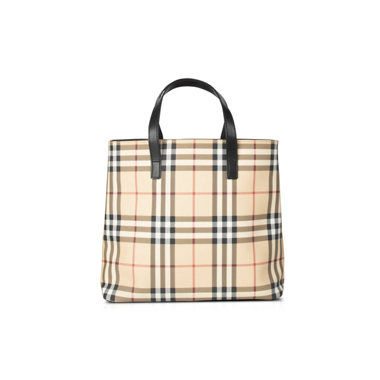 Burberry Nova Check Leather-Trimmed Tote