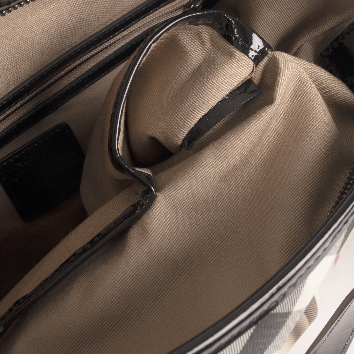 Burberry Patent Leather-Trimmed Nova Check Tote