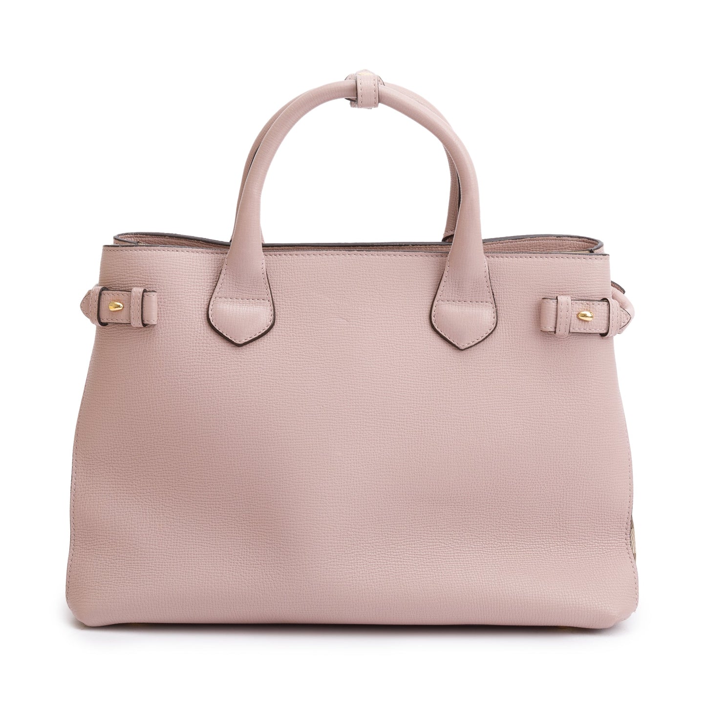 Burberry Pink Calfskin Leather House Check Medium Banner Tote