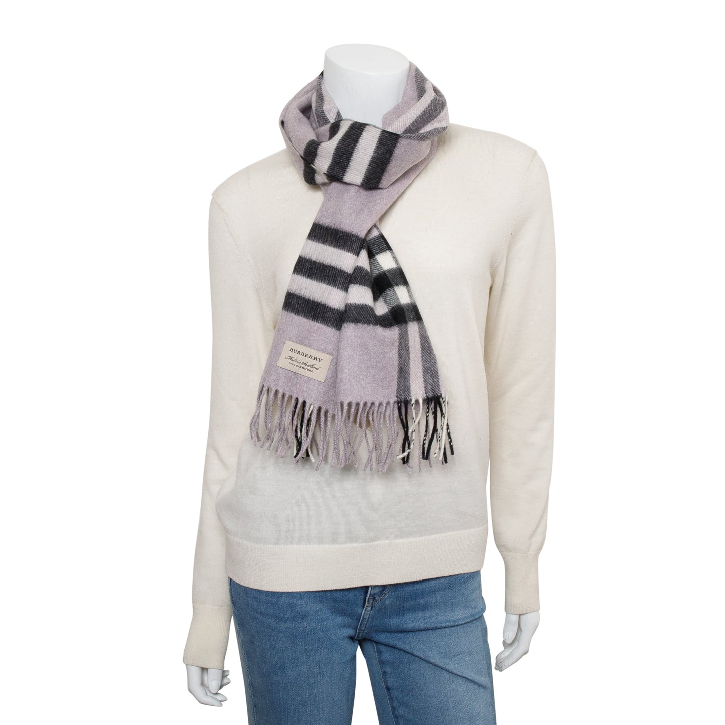 Burberry Purple Multicolor Horseferry House Check Cashmere Scarf