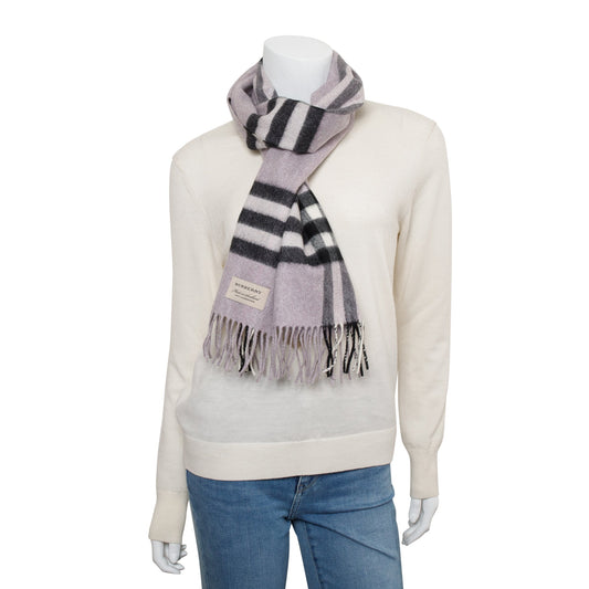 Burberry Purple Multicolor Horseferry House Check Cashmere Scarf