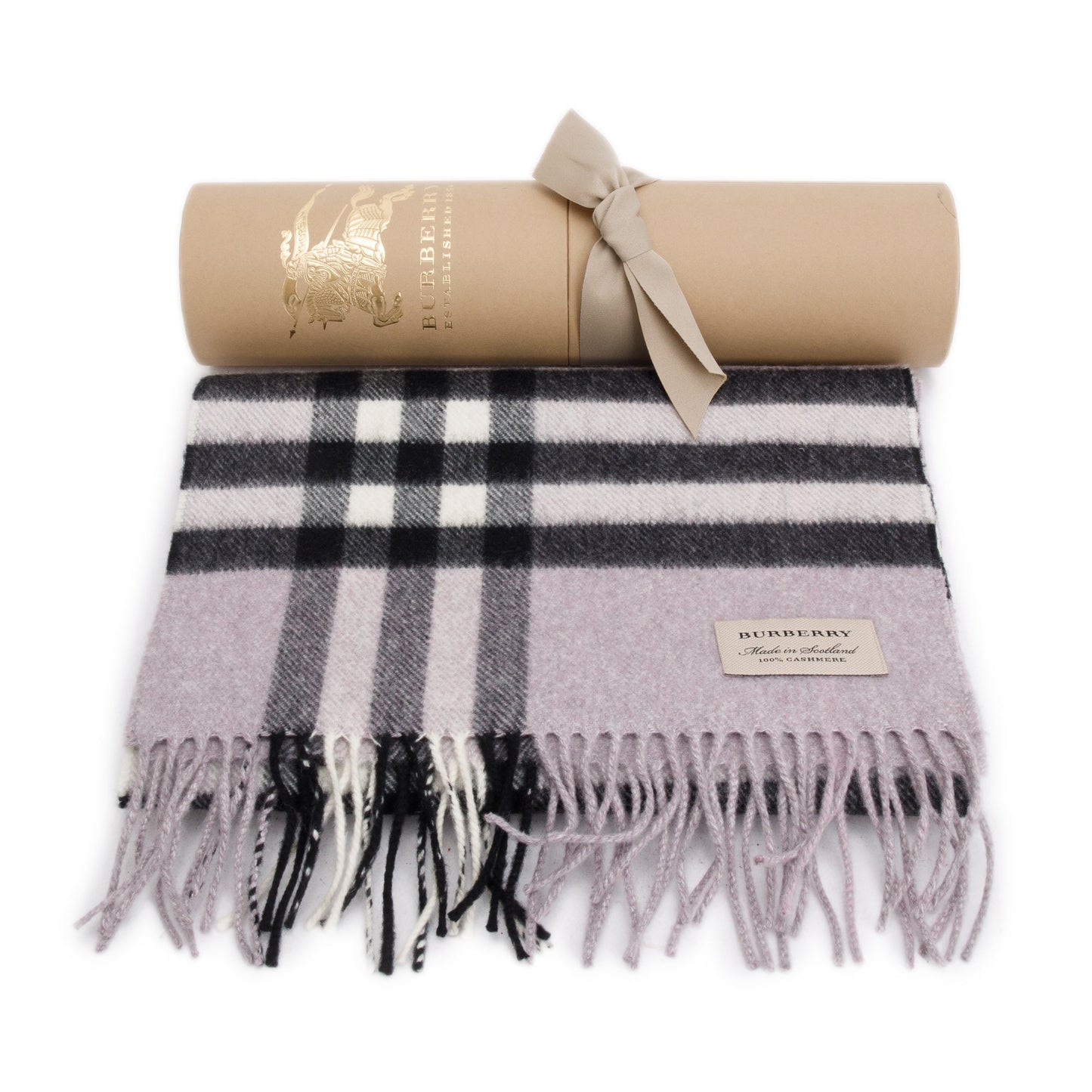 Burberry Purple Multicolor Horseferry House Check Cashmere Scarf