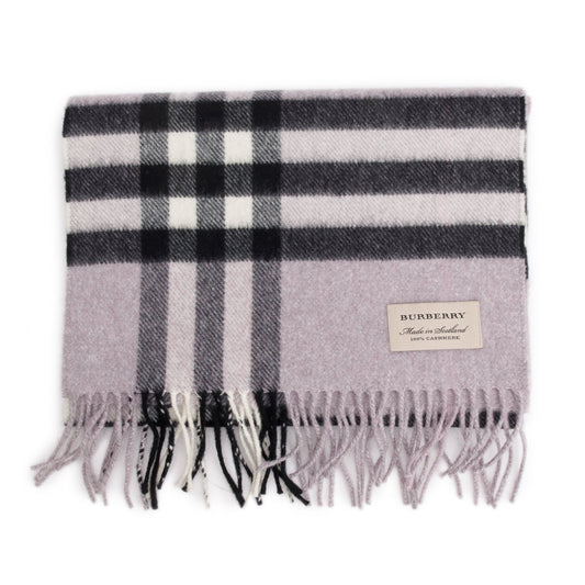 Burberry Purple Multicolor Horseferry House Check Cashmere Scarf