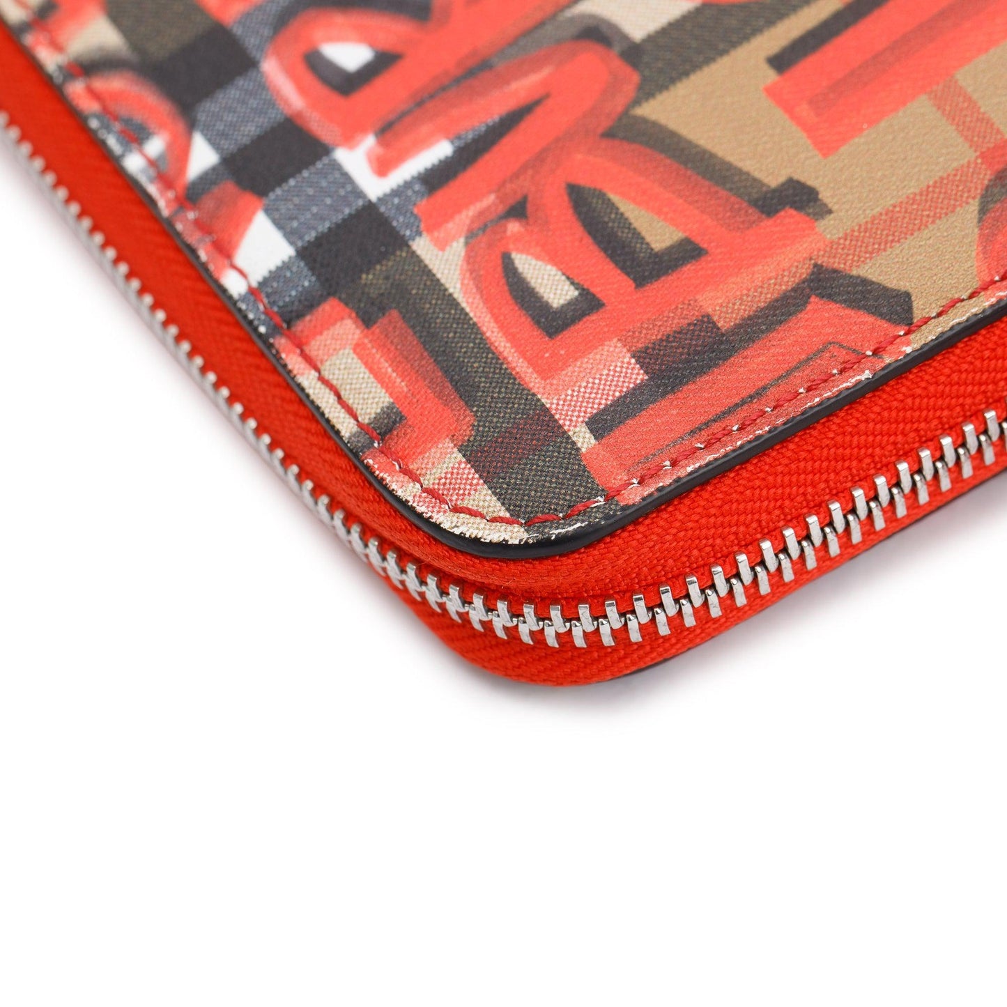 Burberry Red Graffiti Check Zip Continental Wallet