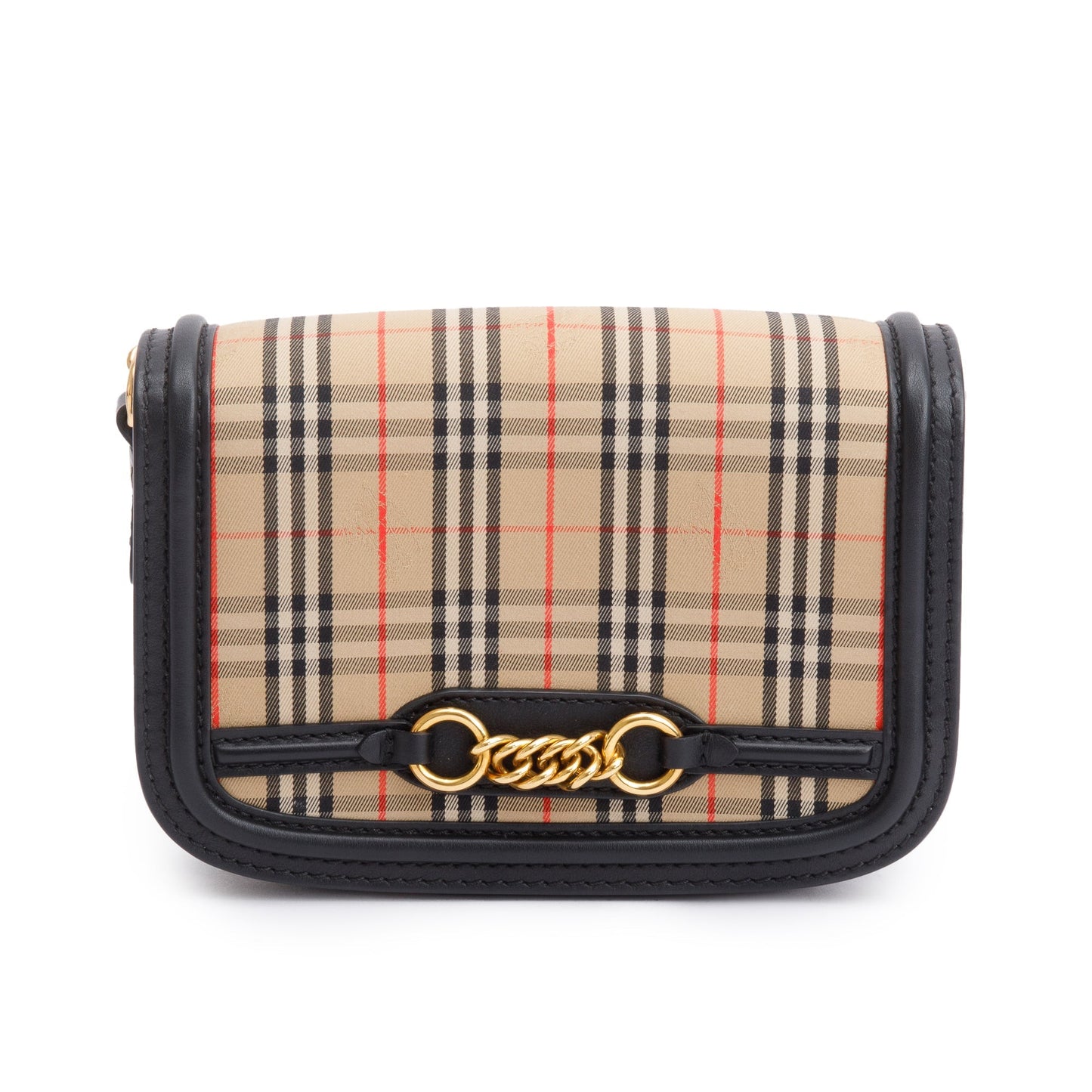 Burberry Vintage 1983 Knight Check Canvas Link Flap Shoulder Bag