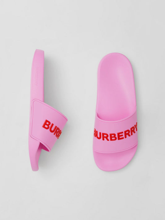 Burberry Logo Detail Pink Slides