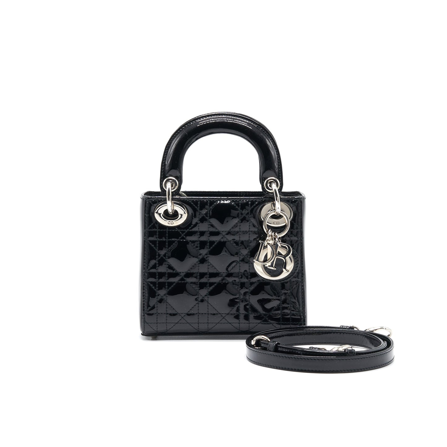 Luxury Dior Mini Lady Luxury Dior Patent Leather Black SHW