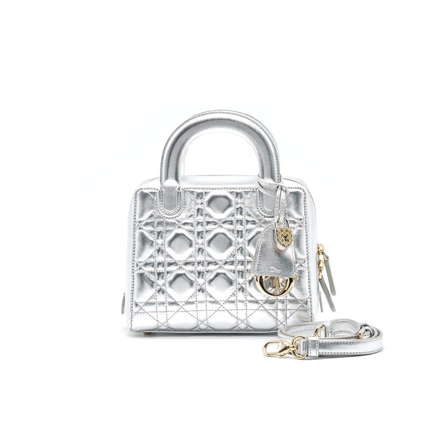 Luxury Dior Small Lily Tote Silver Lambskin GHW